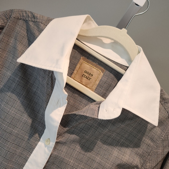 0039 Italy Women's Dress Shirt Button Up Down Glenn Plaid Sz M - Picture 2 of 11